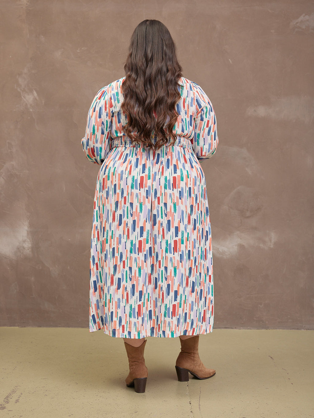 Vera Midi Dress - Brushstroke