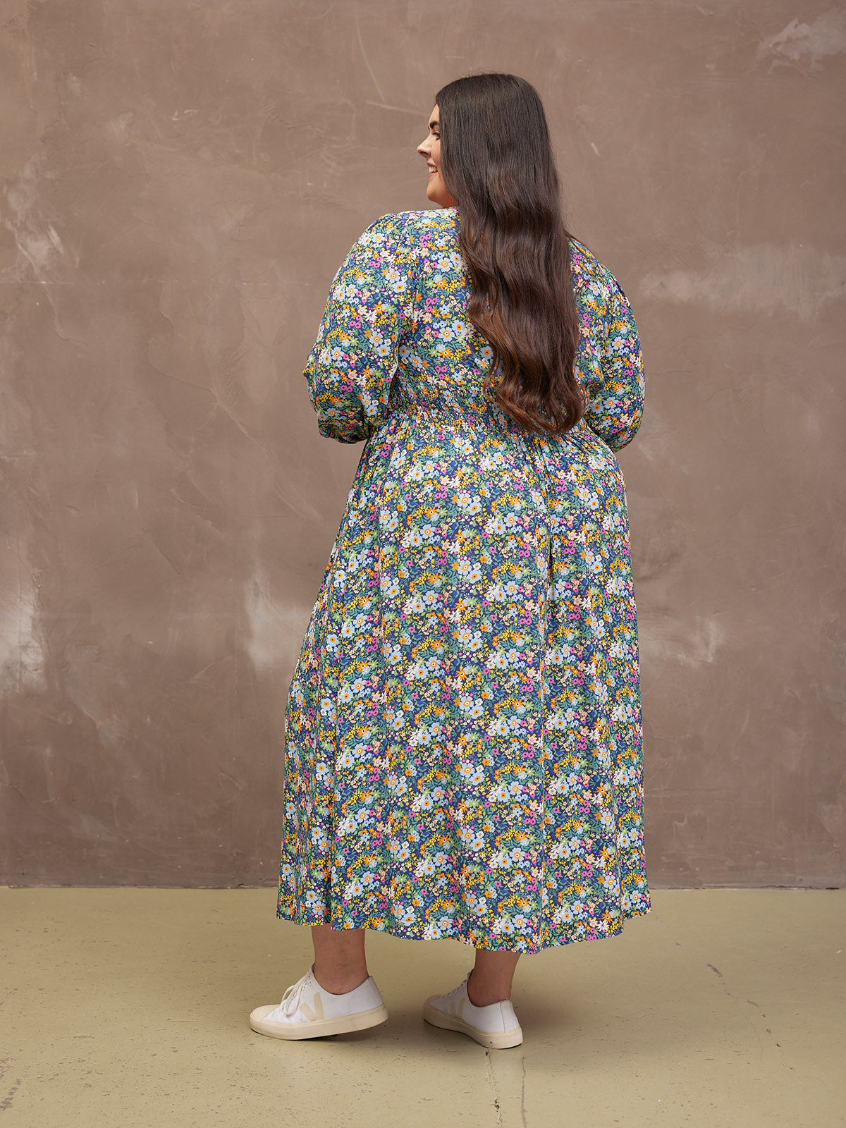 Maddie V-Neck Dress - Multi Coloured Floral
