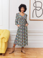 Maddie V-Neck Dress - Multi Coloured Floral