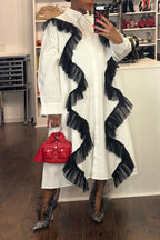 Women's Bestseller Loose Trim Flounce Trim Shirt Dress