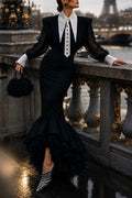 Women's Elegant Mesh Puff-Sleeve Shirts or Fishtail Skirt