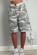 Women's Printed Tie Waist Cropped Wide Leg Trousers