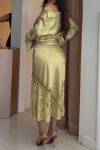 Women Collar Shirt+ Patchwork Lace Pattern Skirt Elegant Temperament Set