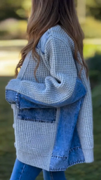 Women Spliced Knitted Casual Coat