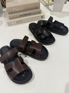 Faux Leather Double Strap Sandal