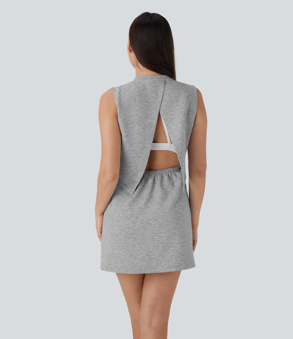 Sleeveless Drawstring 2 Piece Mini Golf Active Dress
