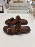 Double Buckle Sandal Gold Dot Print