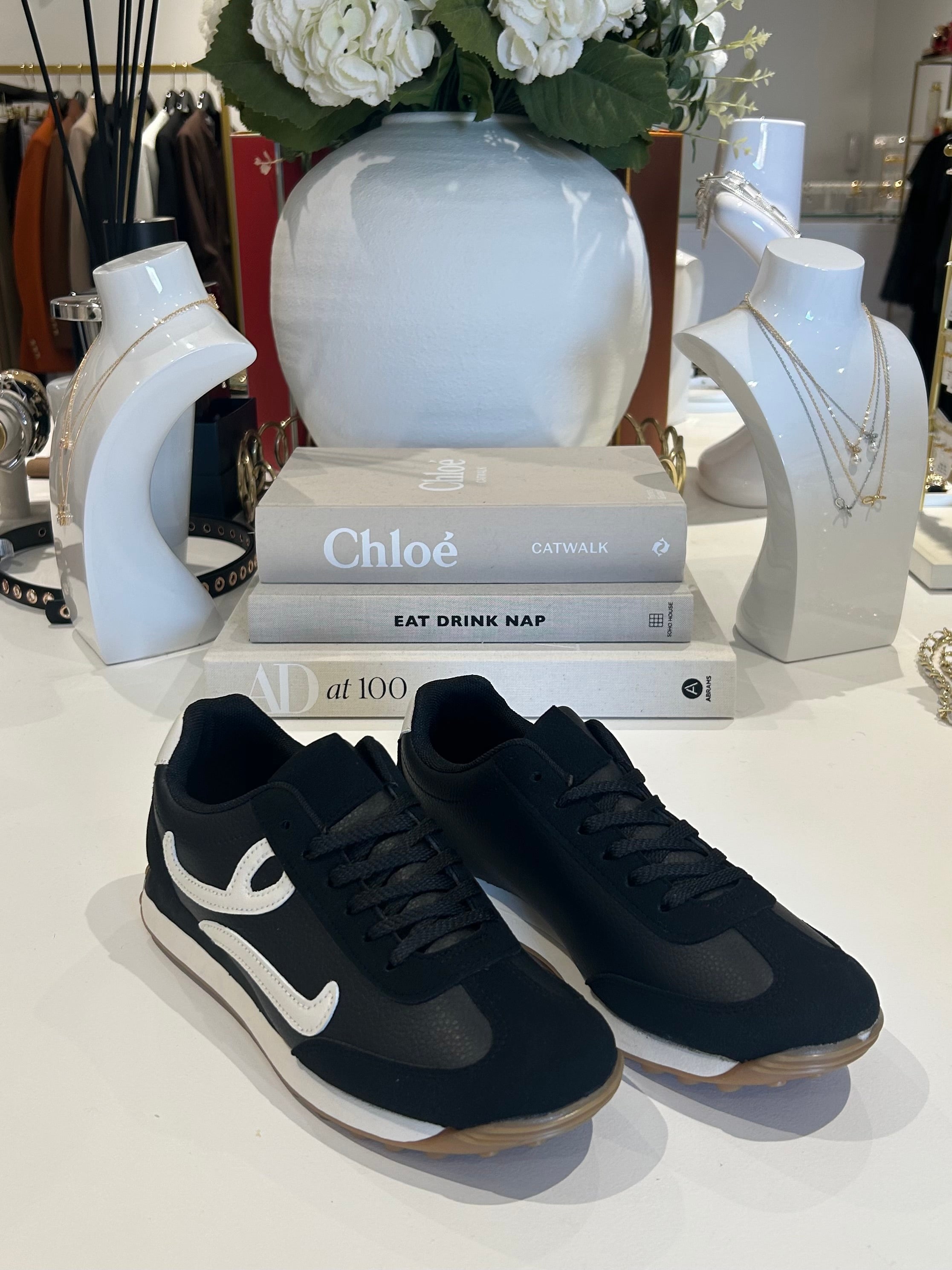 Faux Leather & Suede Swirl Design Trainers (2 Colours)