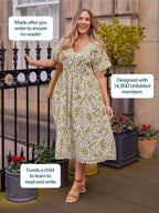 Fern Relaxed Dress - Ecru & Green Leaf Print