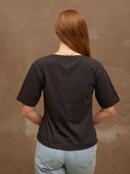 Freya - V Neck T Shirt - Black