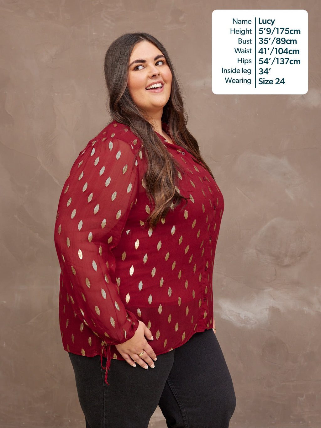 Jamila Lurex Shirt - Burgundy and Gold