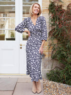 Joanna Bias Cut Dress - Monochrome Floral