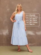 Juniper - Tiered Stripe Dress - Blue Stripe