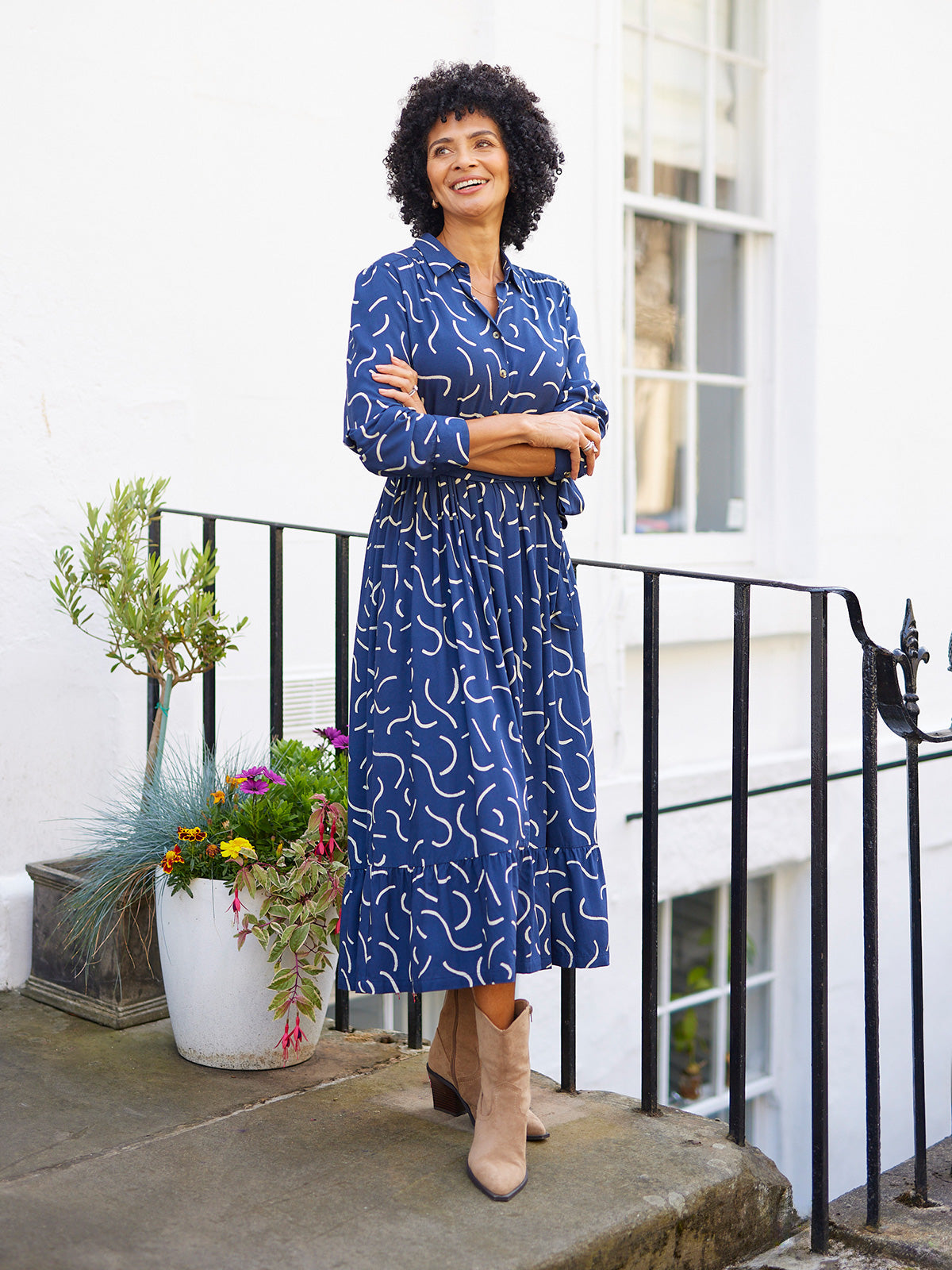 Kirsty Scribble Print Shirt Dress