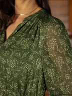 Libby Lurex Dress - Dark Green / Gold