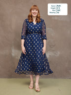 Libby Lurex Dress - Navy and Gold