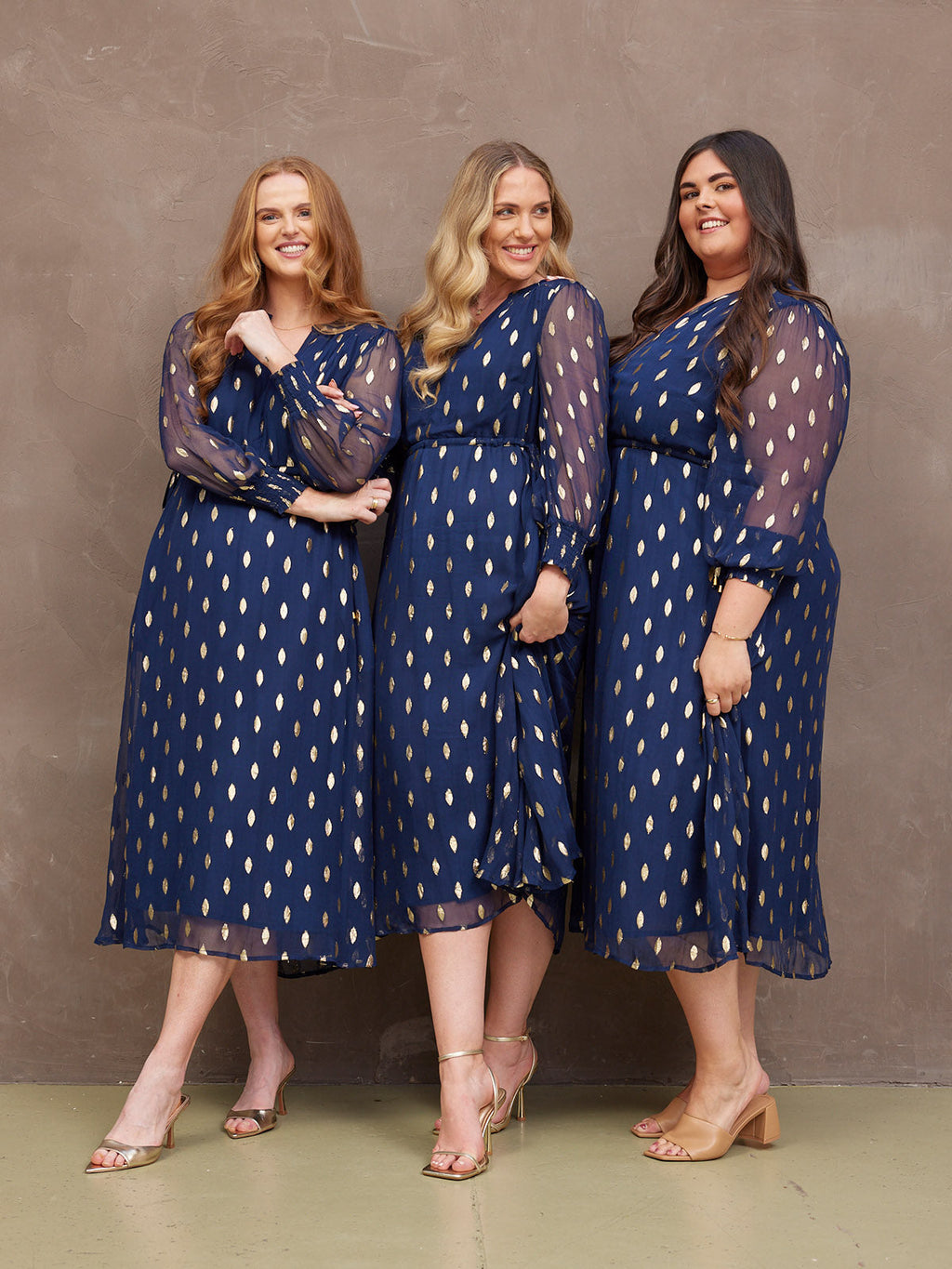 Libby Lurex Dress - Navy and Gold
