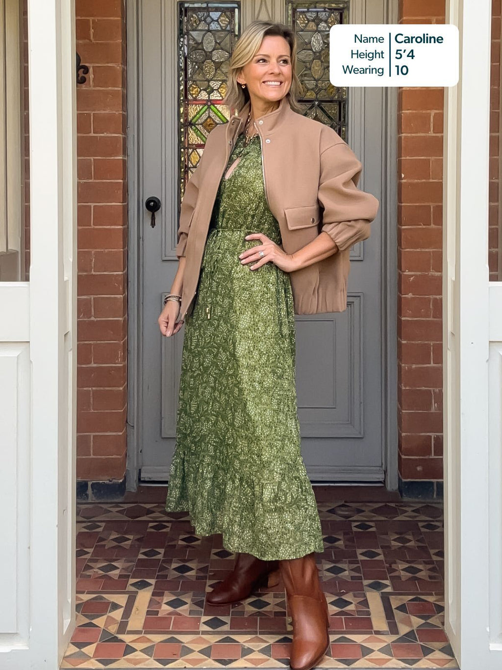 Maeve Dress - Gold Lurex & Green