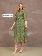 Maeve Dress - Gold Lurex & Green