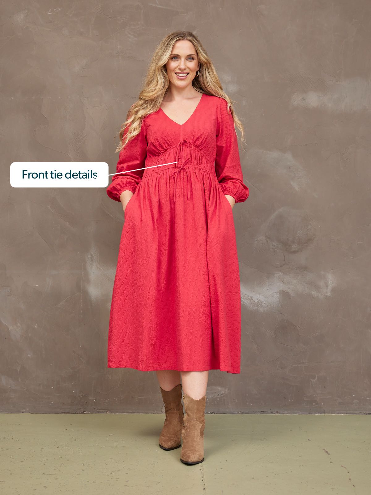 Miriam Red Seersucker Dress