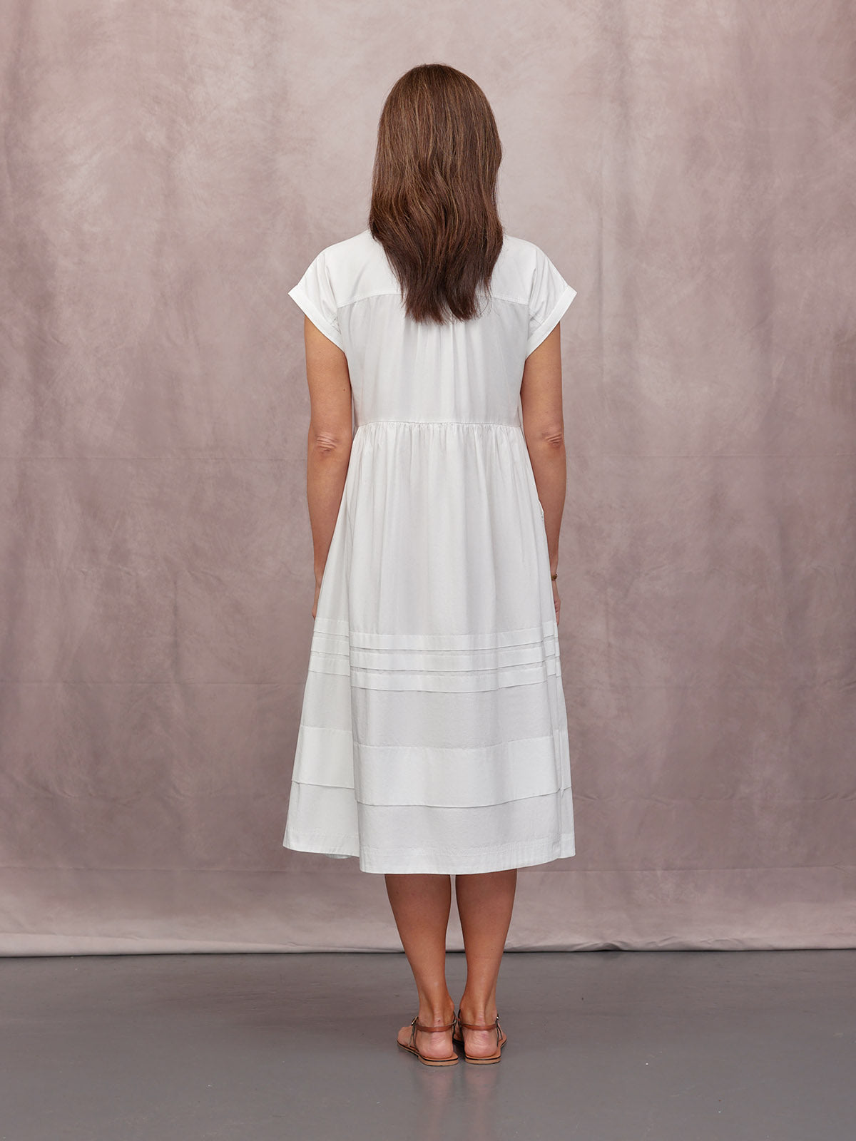 Rhiona Tuck Detail Shirt Dress - White