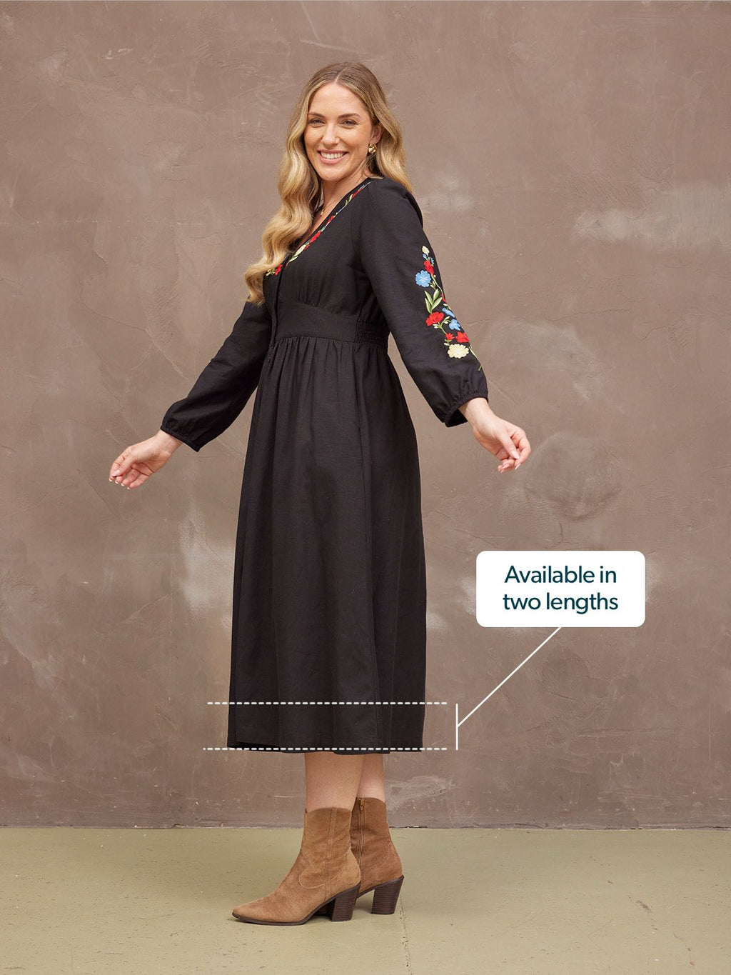 Rodica Dress - Embroidered Black
