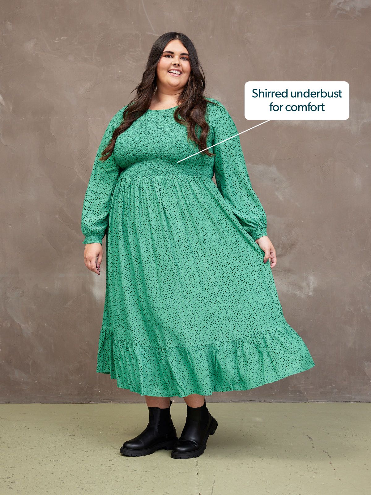 Rosaleen Shirred Bodice Midi Dress