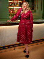 Valerie Lurex Dress - Burgundy and Gold