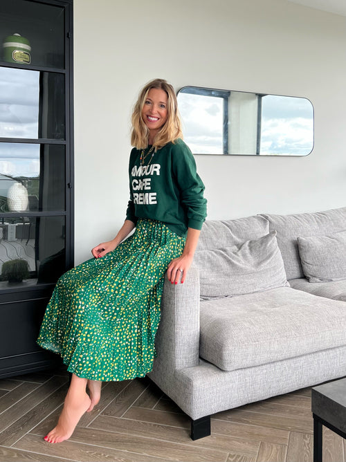 Gill - Pleated Skirt - Green Terrazzo
