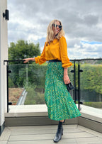 Gill - Pleated Skirt - Green Terrazzo
