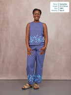 Co-Ord Embroidered Top & Trouser Bundle - Violet & Verity - Blue